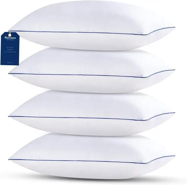 Main image of Pillows Standard Size Set of 4 Hotel Collection Bed Pillow for Sleeping Pillows 4 Pack for Back Stomach or Side Sleepers Soft and Supportive Washable Pillow for Bedroom