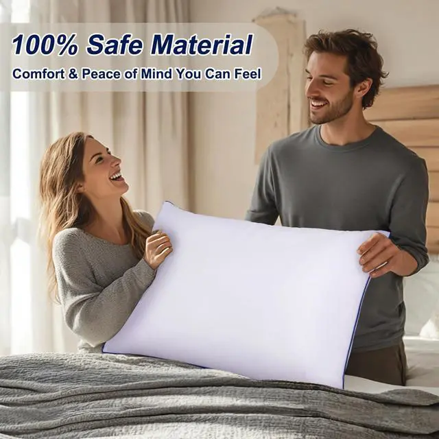 Alt view image 7 of 7 - Pillows Standard Size Set of 4 Hotel Collection Bed Pillow for Sleeping Pillows 4 Pack for Back Stomach or Side Sleepers Soft and Supportive Washable Pillow for Bedroom