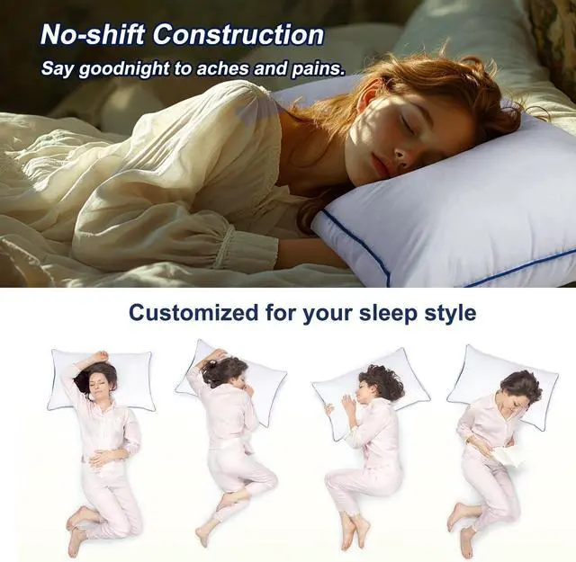 Alt view image 6 of 7 - Pillows Standard Size Set of 4 Hotel Collection Bed Pillow for Sleeping Pillows 4 Pack for Back Stomach or Side Sleepers Soft and Supportive Washable Pillow for Bedroom