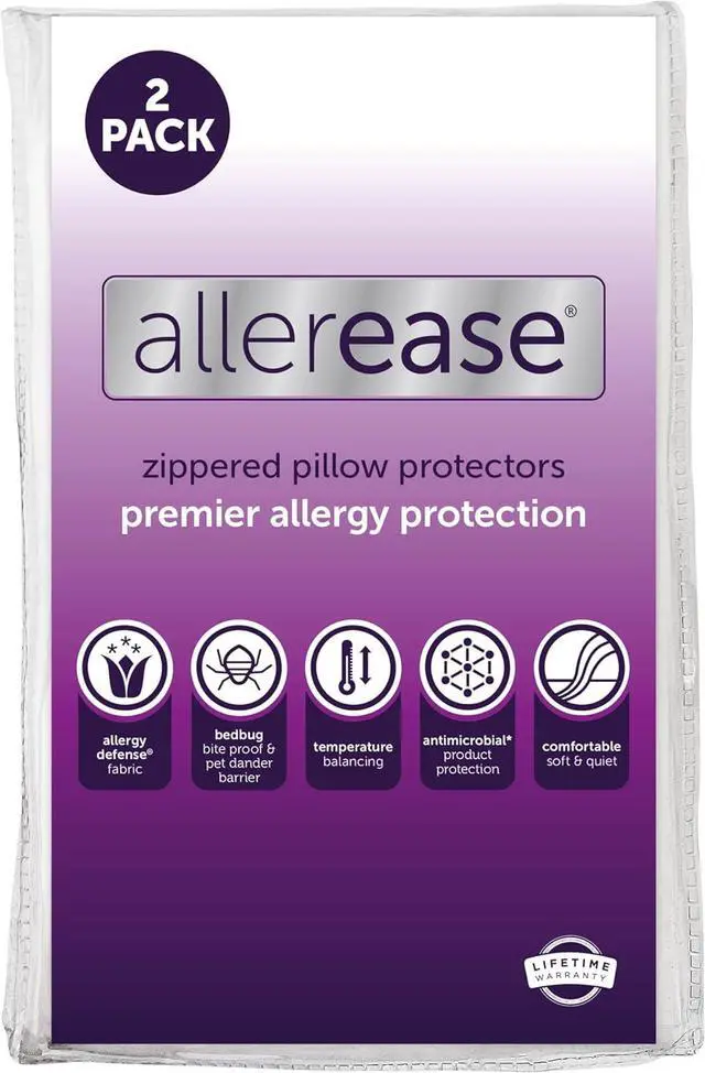 Main image of Set of 2 King AllerEase Pillow Protectors - Temperature Balancing Allergist Recommended - Premium Breathable Zippered Protectors