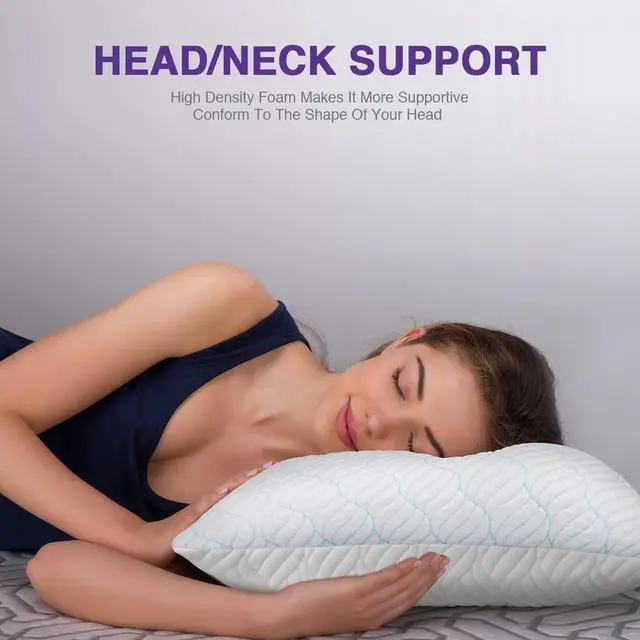 Alt view image 3 of 7 - Cooling Pillows Queen Size Set of 2 Memory Foam Pillows with Zipper Adjustable Firmness for Sleeping Cool Cold Pillow to Hot Side Back and Stomach Sleepers 2 Pack 20x30