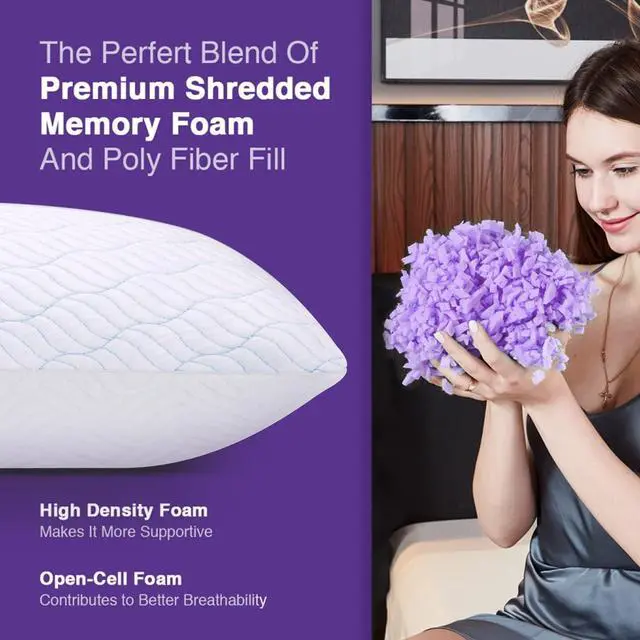 Alt view image 5 of 7 - Cooling Pillows Queen Size Set of 2 Memory Foam Pillows with Zipper Adjustable Firmness for Sleeping Cool Cold Pillow to Hot Side Back and Stomach Sleepers 2 Pack 20x30
