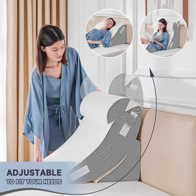 Alt view image 6 of 7 - 4PCS Orthopedic Bed Wedge Pillow Set for Sleeping Post Surgery Foam Pillow for Body Back and Leg Pain Relief Triangle Adjustable Support Pillow - Acid Reflux Anti Snoring & GERD Sleeping