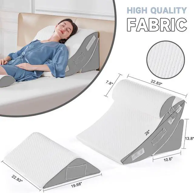 Alt view image 7 of 7 - 4PCS Orthopedic Bed Wedge Pillow Set for Sleeping Post Surgery Foam Pillow for Body Back and Leg Pain Relief Triangle Adjustable Support Pillow - Acid Reflux Anti Snoring & GERD Sleeping