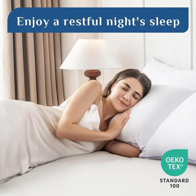 Alt view image 6 of 7 - Pillows Queen Size Set of 2 Medium Supportive Bed Pillows with Super Soft Down Alternative Fill Luxury Fluffy Hotel Quality for Side Back and Stomach Sleepers
