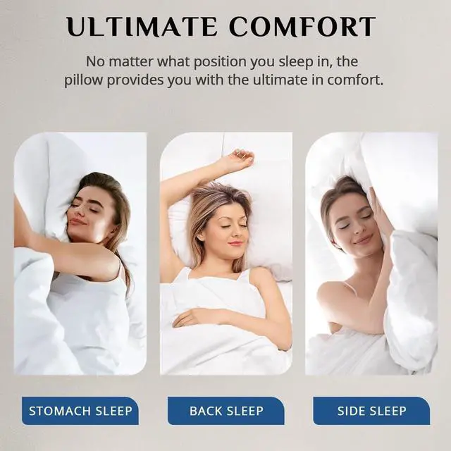 Alt view image 7 of 7 - Pillows Queen Size Set of 2 Medium Supportive Bed Pillows with Super Soft Down Alternative Fill Luxury Fluffy Hotel Quality for Side Back and Stomach Sleepers