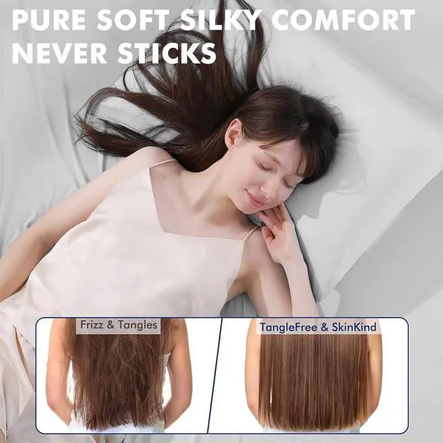 Alt view image 6 of 7 - Cooling Pillow Cases for Hot Sleepers Clean Fabric Silver Infused Cooling Pillowcase Q-Max>0.5 Soft Pillow Cases for Hair & Skin Zipper Pillow Cases Set of 2 Gray (Standard 20 x 60)