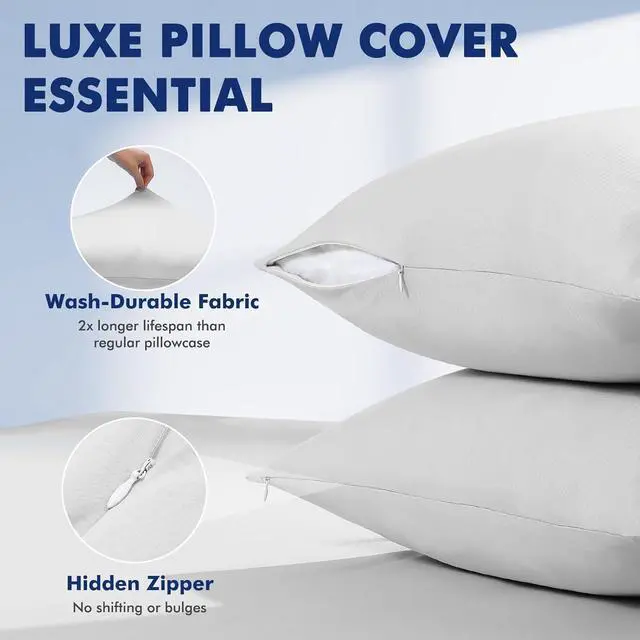 Alt view image 7 of 7 - Cooling Pillow Cases for Hot Sleepers Clean Fabric Silver Infused Cooling Pillowcase Q-Max>0.5 Soft Pillow Cases for Hair & Skin Zipper Pillow Cases Set of 2 Gray (Standard 20 x 60)