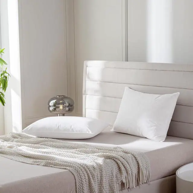 Alt view image 5 of 6 - Luxury Feathers Down Pillows Queen Size Set of 2 Hotel Quality Fluffy Bed Pillows Soft Pillows for Sleeping Organic Cotton Cover(20x28 Pack of 2)