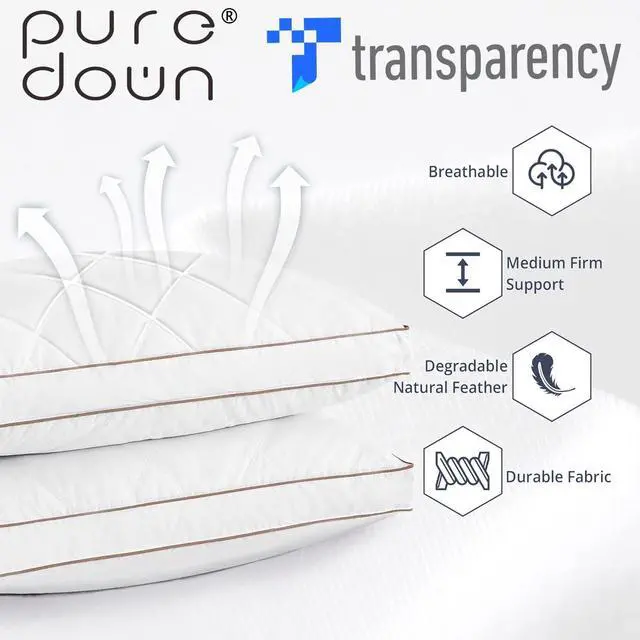 Alt view image 2 of 7 - ? Goose Feathers and Down Pillow for Sleeping Gusseted Bed Hotel Collection Pillows King Set of 2