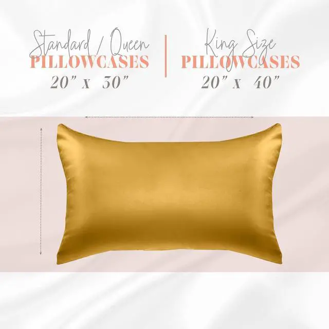 Alt view image 3 of 7 - Silky and Luxurious 2-Piece Satin Pillowcase Set for Healthier Skin and Hair Hidden Zipper Closure and Beautifully Packaged Satin Pillowcase Set King Gold
