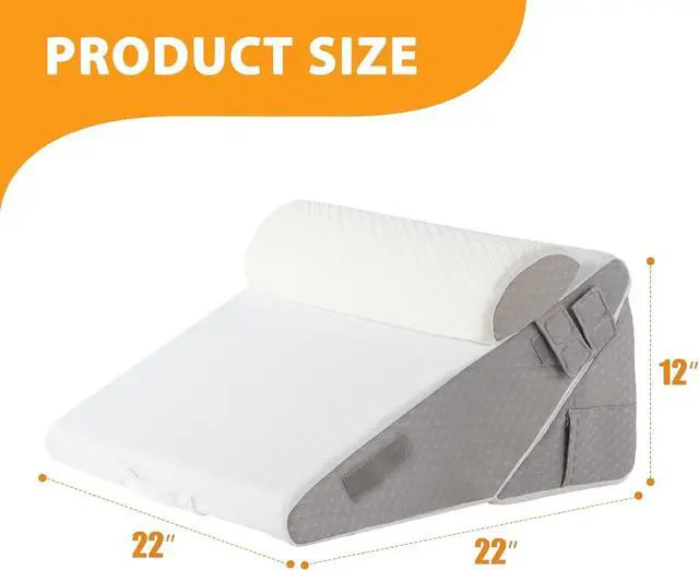 Alt view image 3 of 7 - 3PCS Wedge Pillow Set for After Surgery Wedge Pillow Headboard Adjustable 9&12 Inch Sleeping Wedge Acid Reflux Orthopedic Pillow Wedge for Back Pain Relief Gerd White/Grey