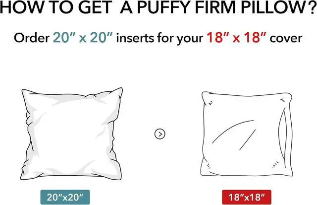 Alt view image 5 of 7 - 20 x 20 Throw Pillow Inserts (Set of 2) with 100% Cotton Cover - 20 Inch Square Interior Decorative Sofa Pillow Insert Pair - White Couch Pillow