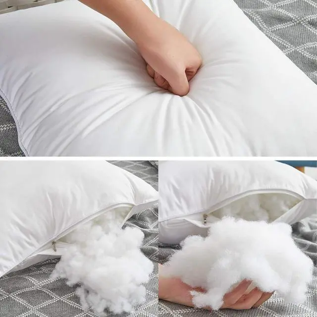 Alt view image 6 of 7 - 20 x 20 Throw Pillow Inserts (Set of 2) with 100% Cotton Cover - 20 Inch Square Interior Decorative Sofa Pillow Insert Pair - White Couch Pillow