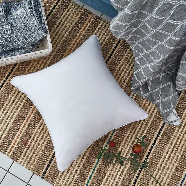 Alt view image 7 of 7 - 20 x 20 Throw Pillow Inserts (Set of 2) with 100% Cotton Cover - 20 Inch Square Interior Decorative Sofa Pillow Insert Pair - White Couch Pillow
