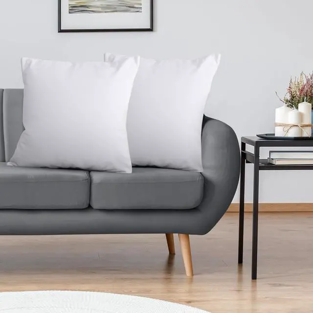Alt view image 3 of 7 - Throw Pillows Insert (Pack of 2 White) - 22 x 22 Inches Bed and Couch Pillows - Indoor Decorative Pillow