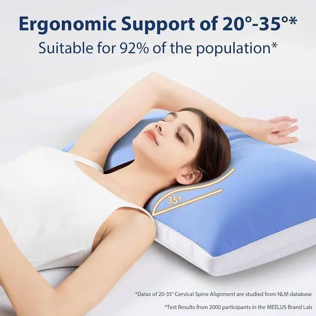 Alt view image 3 of 7 - Pillows Queen Size Set of 2 Soft Luxury Hotel Down Alternative Bed Pillows 2 Pack for Side Back Stomach Sleepers Gusseted Supportive Machine Washable Cooling Blue 20 x 30