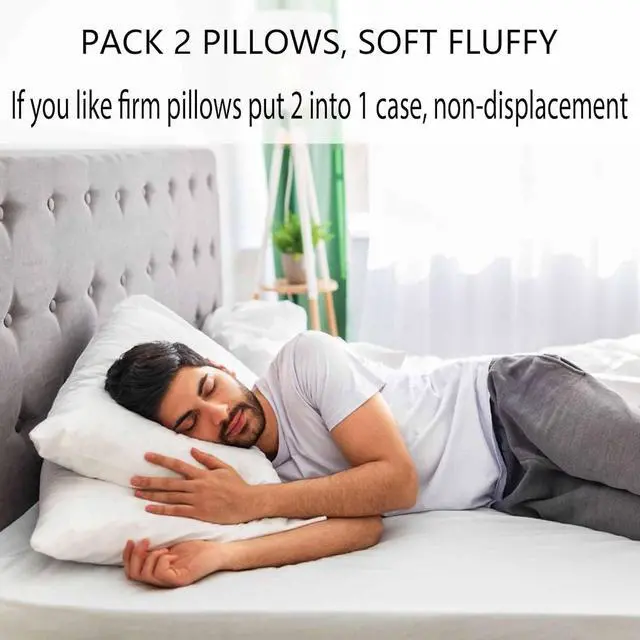 Alt view image 5 of 6 - Ultra Thin Flat Soft Bed Pillows Standard Size Set of 2 Pack for Sleeping 20x26 Hypoallergenic Skin Friendly Machine Washable