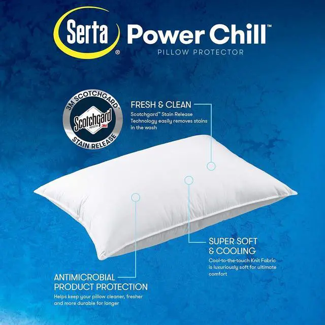 Alt view image 5 of 7 - Power Chill Cooling Pillow Protectors Stain Resistant and Zippered Pillow Protector Protects Pillow from Dust and Dirt King White 2 Count ( Pack of 1)