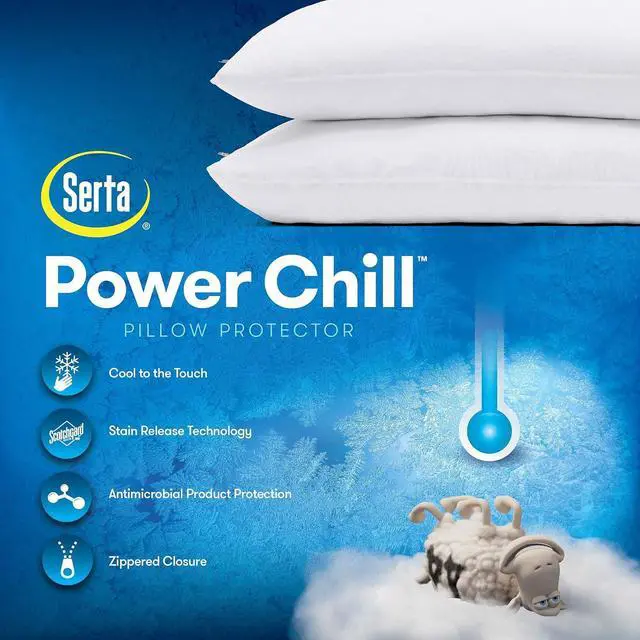 Alt view image 6 of 7 - Power Chill Cooling Pillow Protectors Stain Resistant and Zippered Pillow Protector Protects Pillow from Dust and Dirt King White 2 Count ( Pack of 1)