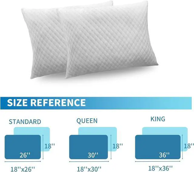 Alt view image 2 of 7 - Shredded Memory Foam Pillows Cooling Bed Pillows Queen Size Set of 2 for Sleeping Adjustable Firm Pillows for Side Back and Stomach Sleepers Washable Removable Cover