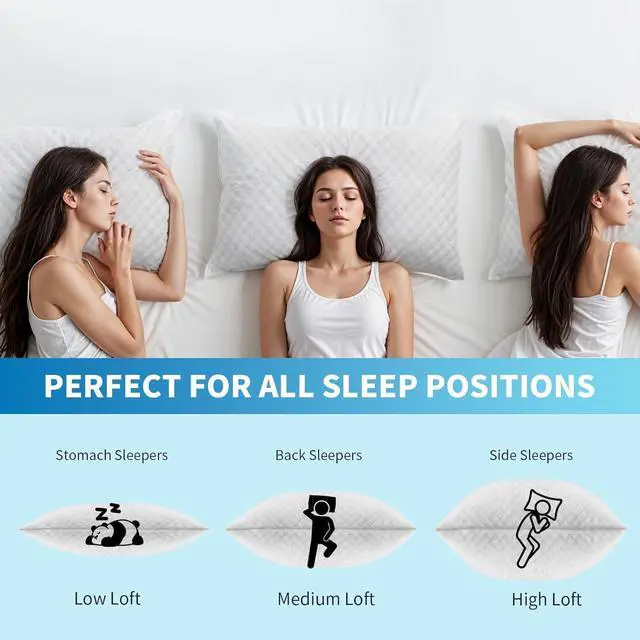 Alt view image 6 of 7 - Shredded Memory Foam Pillows Cooling Bed Pillows Queen Size Set of 2 for Sleeping Adjustable Firm Pillows for Side Back and Stomach Sleepers Washable Removable Cover
