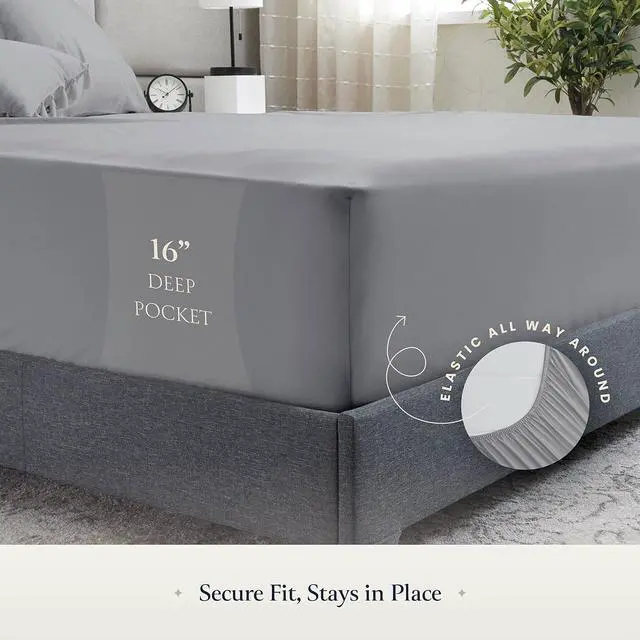 Alt view image 4 of 7 - Silky Soft King Sheet Set - 6 Piece Bed Sheets for King Size Bed Secure-Fit Deep Pocket Sheets with Elastic Breathable Hotel Sheets & Pillowcase Set Wrinkle Free Oeko-Tex Sheets