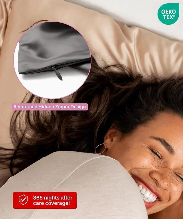 Alt view image 5 of 5 - SUNDAYSILKS? 100% Mulberry Silk Pillowcase Silk Pillow Cases for Hair & Skin Superior to Satin Pillowcase with Zipper Standard Queen King Sizes Anti-Wrinkle Cooling Non-Slip Silk Pillowcases