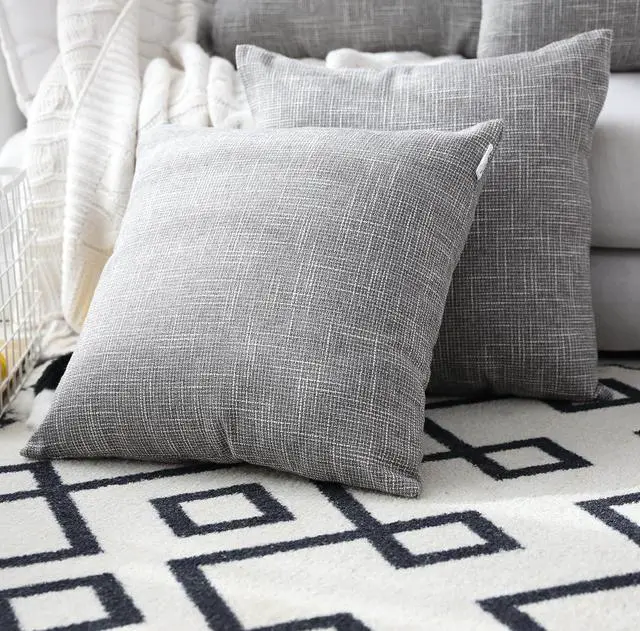 Alt view image 2 of 7 - Kevin Textile Decorative Linen Throw Pillow Covers Cushion Case New 2 Tone Star Boho Farmhouse Pillowcases Decorative Cushion Covers for Couch Bed Sofa(26 x 26 Inch Grey) Set of 2