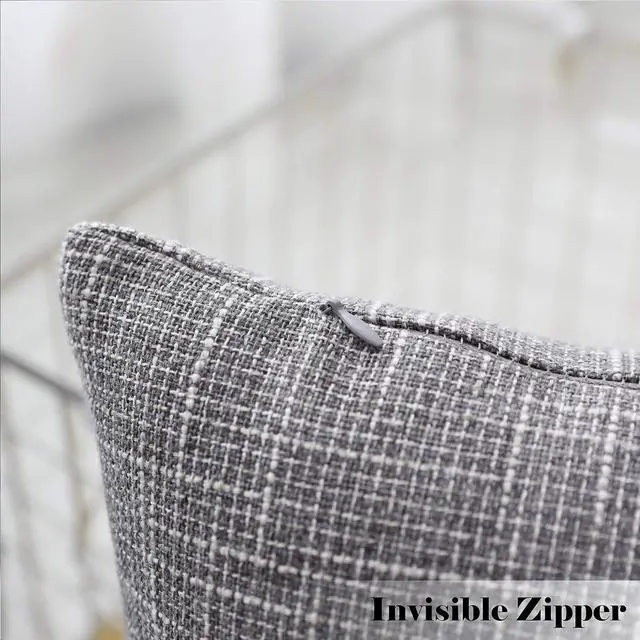 Alt view image 3 of 7 - Kevin Textile Decorative Linen Throw Pillow Covers Cushion Case New 2 Tone Star Boho Farmhouse Pillowcases Decorative Cushion Covers for Couch Bed Sofa(26 x 26 Inch Grey) Set of 2