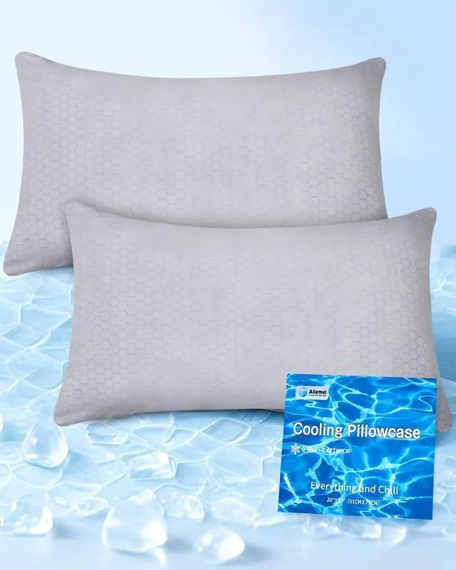 Main image of Cooling Pillow Cases Only Standard Size Set of 2 with Double Sided Cold Moisture Wicking Pillowcase Covers with Hidden Zipper Japanese Cold Tech Pillow Case Protectors for HotSleepers and NightSweats