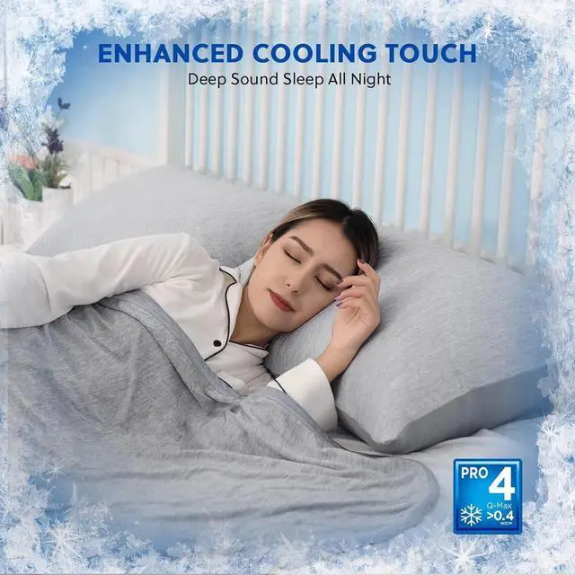 Alt view image 6 of 7 - Cooling Pillowcases Standard Size - Double Side Q-Max 0.439 Cooling Fiber for Pillow Protector Breathable Cold Pillow Cover for Hot Sleeper Night Sweat Hidden Zipper 2 Pack (20x26 Grey)