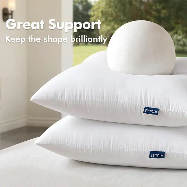 Alt view image 4 of 7 - Pack of 2 12x20 Outdoor Pillow Inserts Outdoor Throw Pillows Water-Resistant Decorative Premium Lumbar Pillow Stuffer Sham for Porch Swing Couch Sofa Cushion Patio Furniture