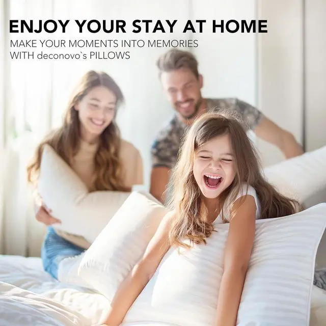 Alt view image 7 of 7 - Luxury Striped Pillows for Sleeping - Oeko-TEX Certified for Back Stomach or Side Sleepers Breathable Cotton Cover Cooling Machine Washable  2 Pack Queen Size (20x30) White