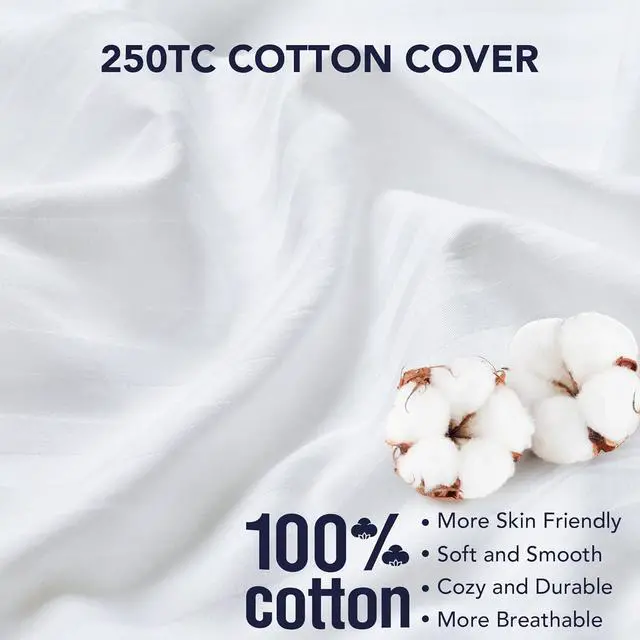 Alt view image 6 of 7 - Luxury Striped Pillows for Sleeping - Oeko-TEX Certified for Back Stomach or Side Sleepers Breathable Cotton Cover Cooling Machine Washable  2 Pack Queen Size (20x30) White