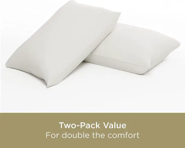 Alt view image 4 of 6 - AllerEase 100% Organically Grown Soft Cotton Top Allergy Defense Fabric Bed Pillow Naturally Breathable Hypoallergenic Fiberfill Machine Washable Std/Q Size Pillow White- 2 Pack