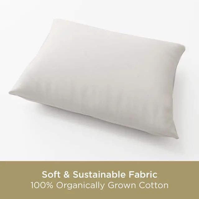 Alt view image 5 of 6 - AllerEase 100% Organically Grown Soft Cotton Top Allergy Defense Fabric Bed Pillow Naturally Breathable Hypoallergenic Fiberfill Machine Washable Std/Q Size Pillow White- 2 Pack