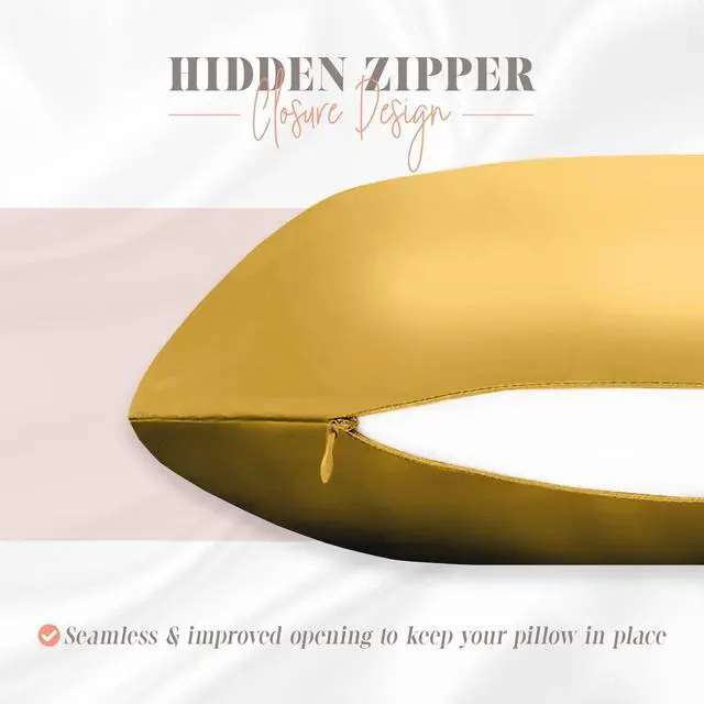 Alt view image 4 of 7 - Silky and Luxurious 2-Piece Satin Pillowcase Set for Healthier Skin and Hair Hidden Zipper Closure and Beautifully Packaged Satin Pillowcase Set King Gold