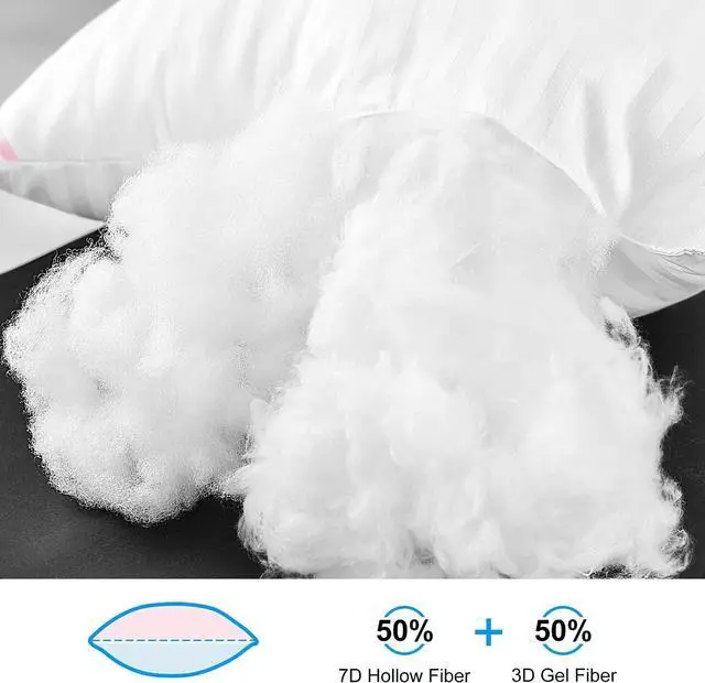 Alt view image 2 of 5 - Hotel Collection Bed Pillows for Sleeping 2 Pack King SizePillows for Side and Back Sleepers Super Soft Down Alternative Microfiber Filled Pillows 20 x 36 Inches