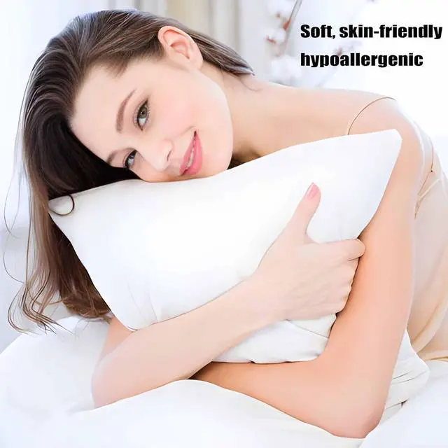 Alt view image 3 of 6 - Ultra Thin Flat Soft Bed Pillows Standard Size Set of 2 Pack for Sleeping 20x26 Hypoallergenic Skin Friendly Machine Washable