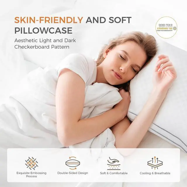 Alt view image 3 of 7 - Bed Pillows Queen Size Set of 2 Fluffy Luxury Hotel Pillows Collection Gusseted for Neck and Shoulder Side Back Stomach Sleeper Pillow Cozy Night 18X28