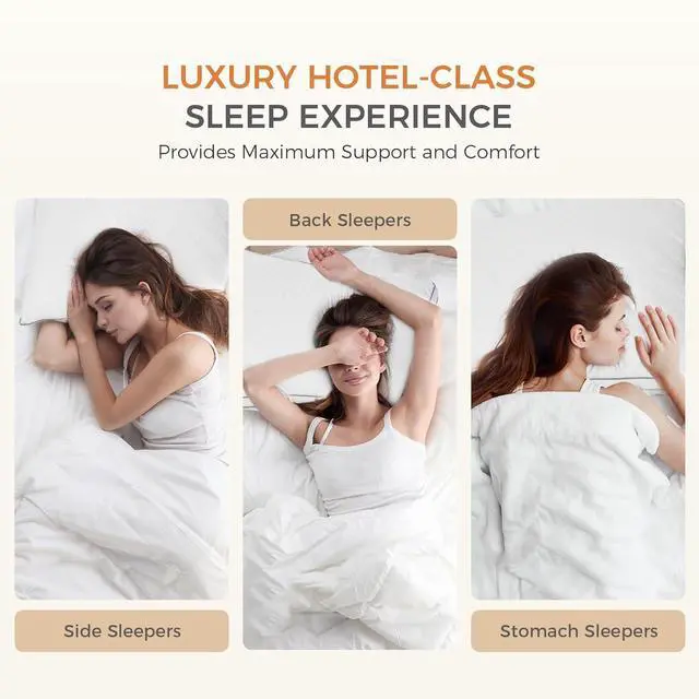 Alt view image 7 of 7 - Bed Pillows Queen Size Set of 2 Fluffy Luxury Hotel Pillows Collection Gusseted for Neck and Shoulder Side Back Stomach Sleeper Pillow Cozy Night 18X28