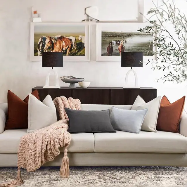 Alt view image 6 of 7 - Beige Pillow Covers 20x20 Set of 2 Chenille Throw Pillow Covers with Elegant Design Soft and Luxurious Decorative Throw Pillows for Couch Bed and Home Decor