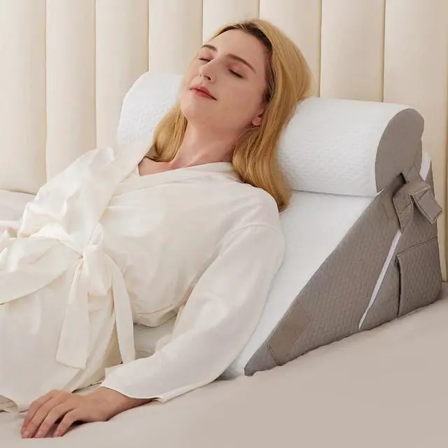 Main image of 3PCS Wedge Pillow Set for After Surgery Wedge Pillow for Acid Reflux Relief Bed Wedge Pillow With Adjustable 9&12inch for Headboard Sleeping Orthopedic Memory Foam for Neck&Back Support White/Grey