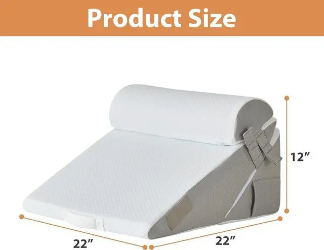 Alt view image 3 of 7 - 3PCS Wedge Pillow Set for After Surgery Wedge Pillow for Acid Reflux Relief Bed Wedge Pillow With Adjustable 9&12inch for Headboard Sleeping Orthopedic Memory Foam for Neck&Back Support White/Grey