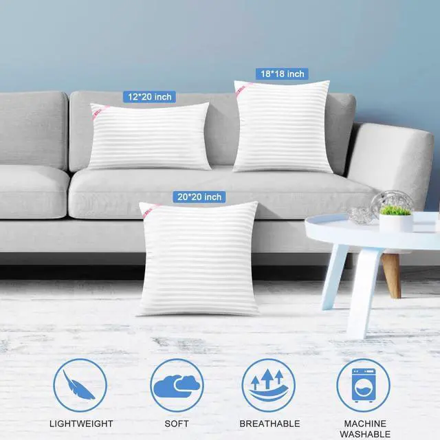 Alt view image 6 of 6 - Throw Pillow Inserts Machine Washable Pillows Premium Polyester Fiber Fill for Sofa Bed & Decorative Cushions (White 18x18inch)