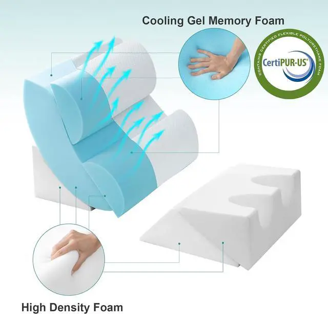 Alt view image 3 of 7 - 6PCS Orthopedic Bed Wedge Pillow for Sleeping Adjustable Post Surgery Pillow Set for Body Back and Leg Pain Relief Memory Foam Support Pillows for After Surgery White