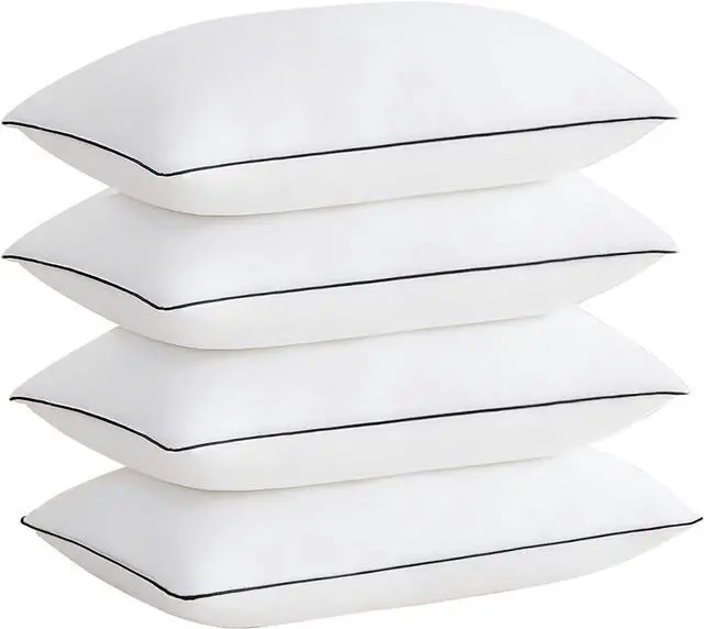 Main image of Cooling Bed Pillows for Sleeping Luxury Hotel Quality 3D Microfiber Filling with Breathable Cover for Side Back and Stomach Sleepers Reduces Neck Pain King (Pack of 4) Black 4 Count