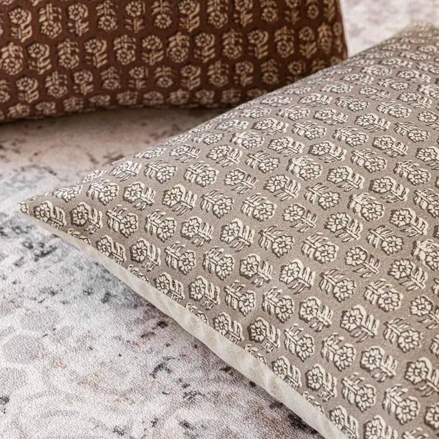 Alt view image 3 of 7 - Set of 2 Decorative Neutral Floral Print Throw Pillow Covers Vintage Accent Farmhouse Cushion Covers Boho Home Decor for Sofa Couch Chair Bedroom Living Room Outdoor 20×20 Inch Tan Taupe