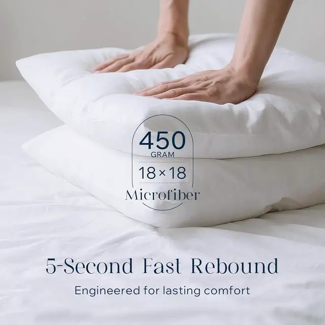 Alt view image 2 of 7 - Pillow Inserts Hypoallergenic 100% Virgin Fiber Square Form Microfiber Throw Pillow Inserts Couch Bed Pillows 45x45 cm 18x18 Inch (Pack of 4)